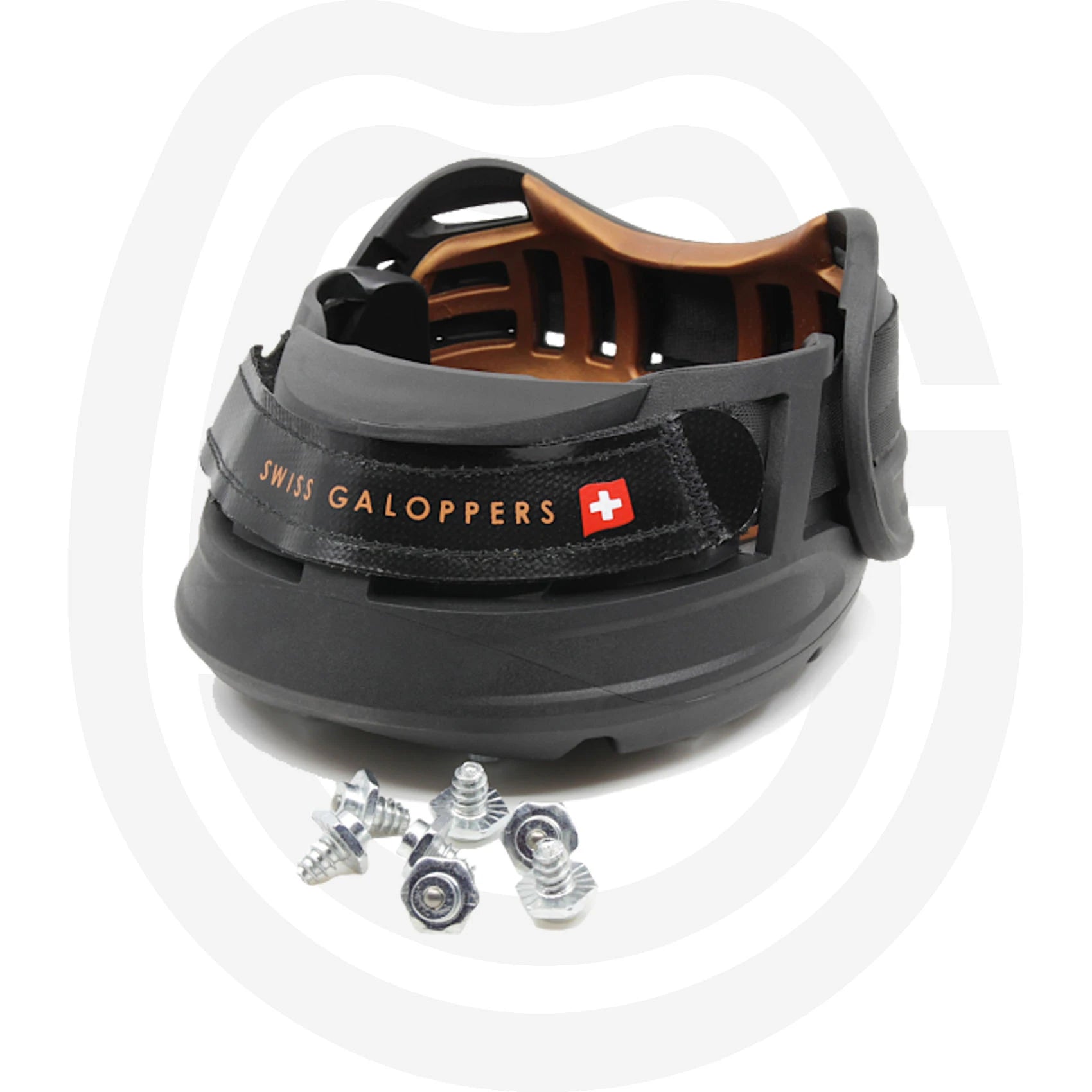 Der Swiss Galoppers Hufschuhe SG-X Winter Boot ist mit sechs, speziell für unsere Hufschuhe entwickelten Spikes aus verzinktem Stahl vor-konfektioniert und bietet optimalen Halt bei Eis, Schnee oder auch bei matschigen und tiefen Bodenverhältnissen.&nbsp;